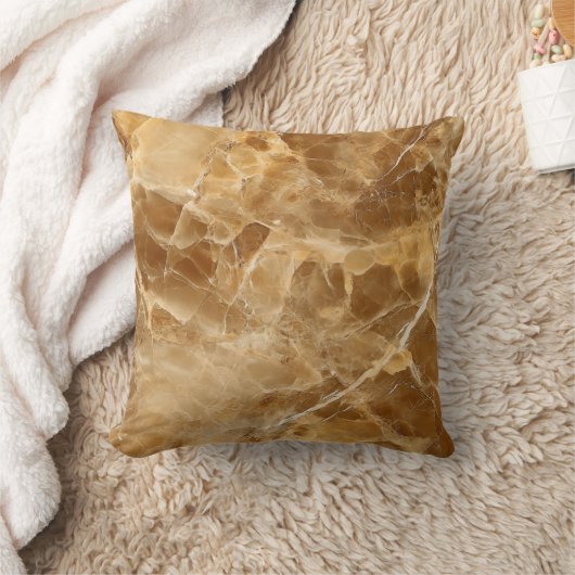 Amber Gold Marble Throw Pillow クッション (ブランケット)