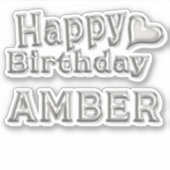 Amber Happy Birthday silver Aufkleber Sticker シール (正面)