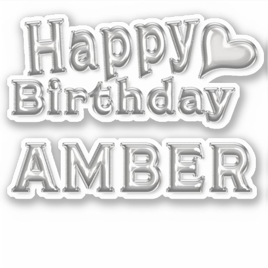 Amber Happy Birthday silver Aufkleber Sticker シール (正面)