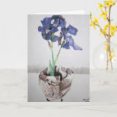 Amber Larsenによる「パープルアイリス」付きグリーティングカード カード (黄色い花)