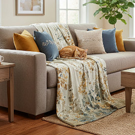 Amber meadow floral フリースブランケット