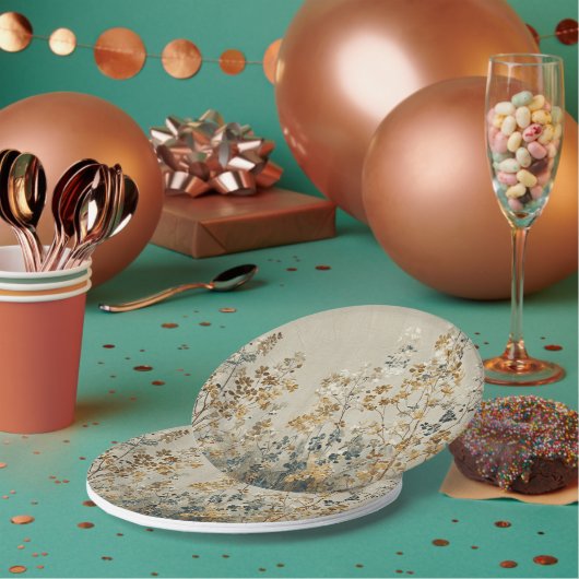 Amber meadow floral ペーパープレート (複数)