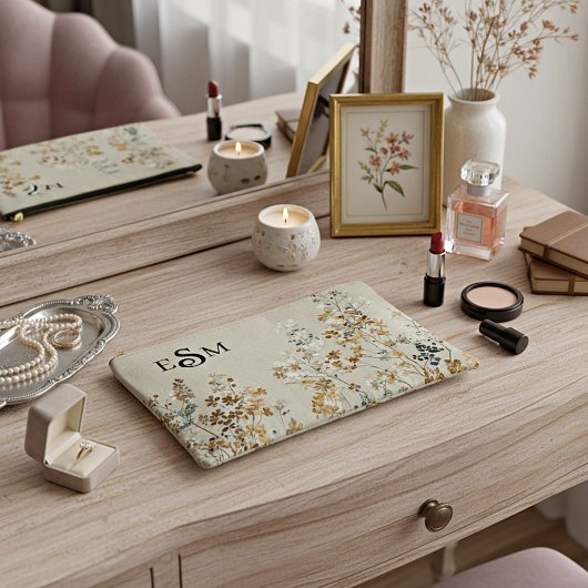 Amber meadow floral monogram アクセサリーポーチ