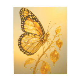 Amber Monarch Butterfly Luxury Metal Wall Art メタルプリント
