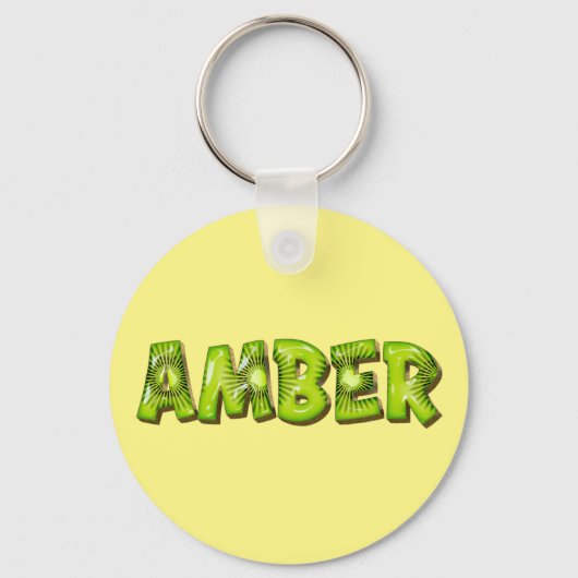 Amber Name Kiwi Design Schlüsselanhänger キーホルダー (正面)