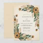 Amber Ornate Autumnal Wedding 招待状 (正面/裏面)