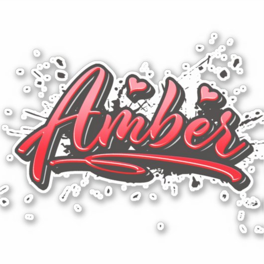 Amber red Heart Graffiti Aufkleber Sticker シール (正面)
