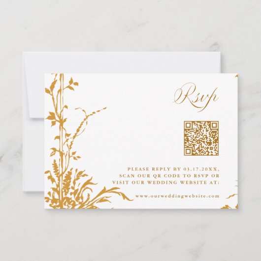 Amber Romantic Botanical Arch Garden Fall Wedding 出欠カード (正面)