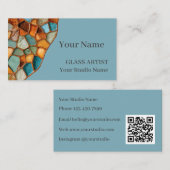Amber Turquoise Stained Glass Business Card 名刺 (正面/裏面)