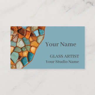 Amber Turquoise Stained Glass Business Card 名刺