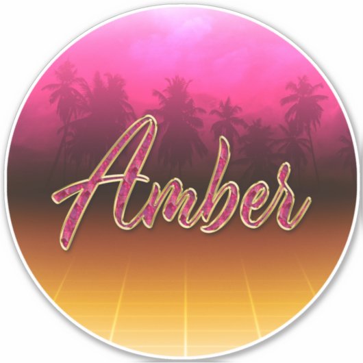 Amber Vorname Name golden pink Aufkleber Sticker シール (正面)