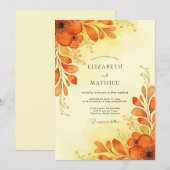 Amber Watercolor Autumn Wedding 招待状 (正面/裏面)