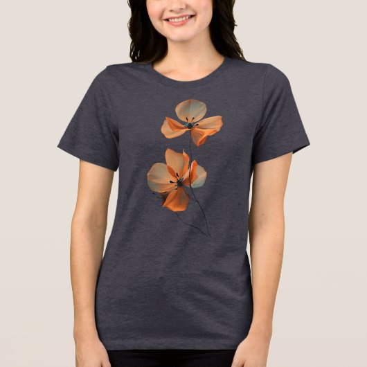 Amber Whisper Petals in the Dark Quiet Bloom Ember トライブレンドＴシャツ (正面)