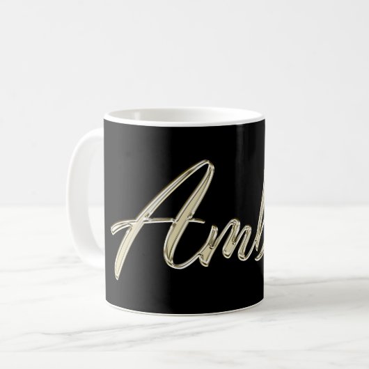 Amber white gold Handwriting Tasse Kaffeetasse コーヒーマグカップ (正面左)