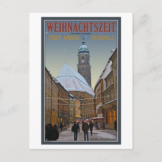 Ambergのクリスマス- Rathausstrasse シーズンポストカード (正面)