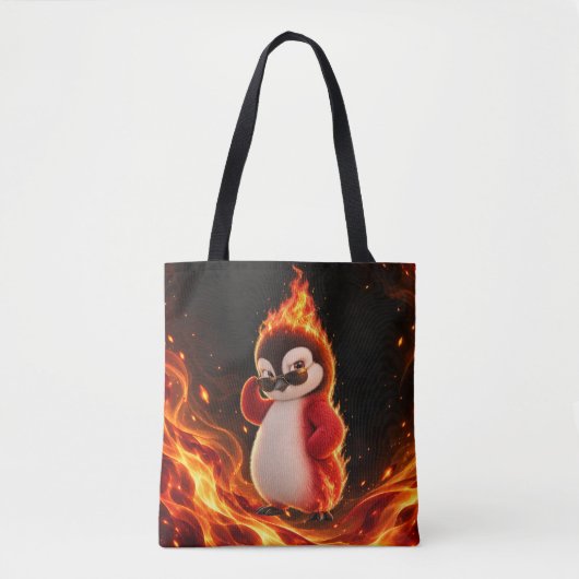 Amberlicious Fire Penguin Sunglasses Funny トートバッグ (正面)