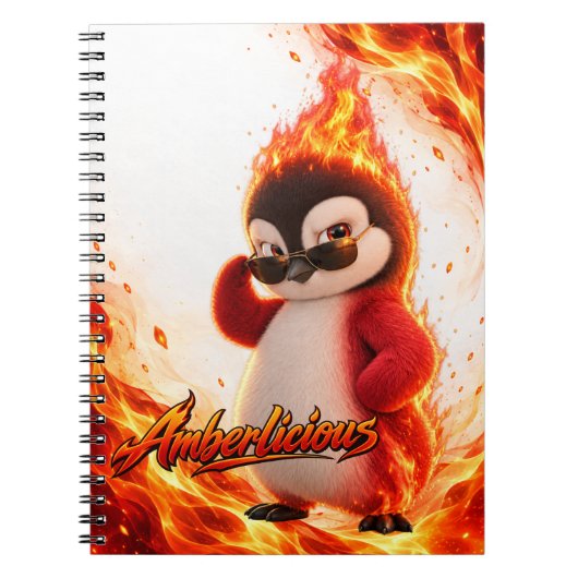 Amberlicious Fire Penguin Sunglasses Funny ノートブック (正面)