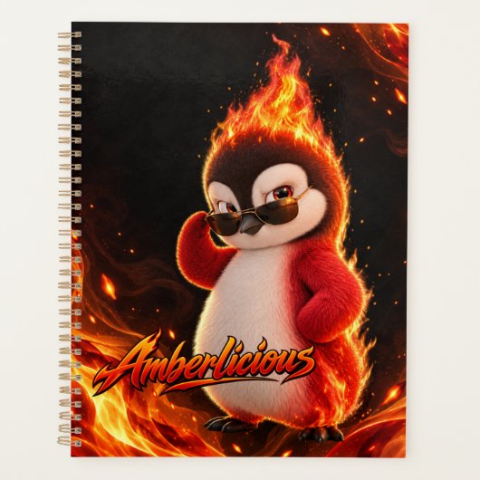 Amberlicious Fire Penguin Sunglasses Funny プランナー手帳 (正面)