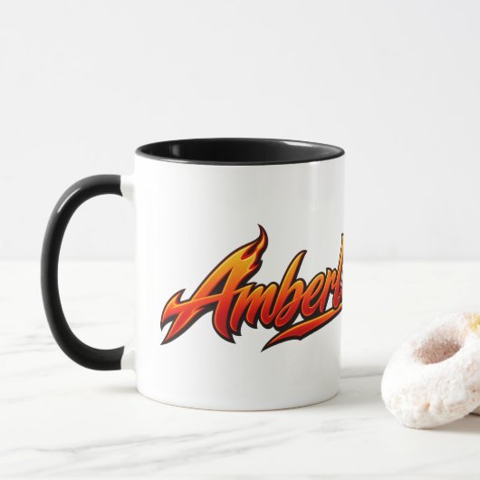 Amberlicious Fire Penguin Sunglasses Funny Mug マグカップ (ドーナツ)