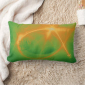 Amberlightの緑および黄色の軽い経験 ランバークッション (ブランケット)