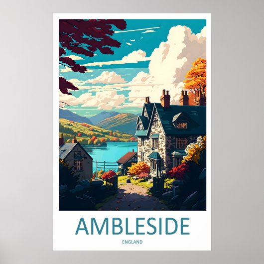 Ambleside Vintage Travel Poster Ski National Park ポスター (正面)