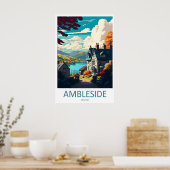Ambleside Vintage Travel Poster Ski National Park ポスター (キッチン)