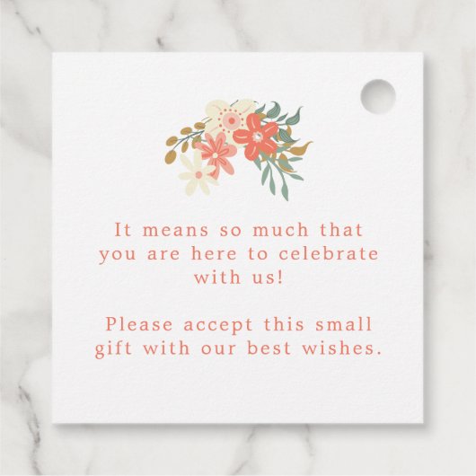 Ambrose Coral花模様名メッセー結婚ジ フェイバータグ (裏面)