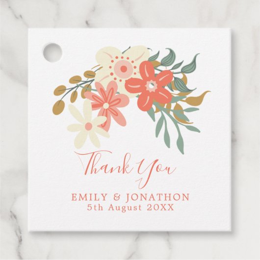 Ambrose Coral花模様名メッセー結婚ジ フェイバータグ (正面)