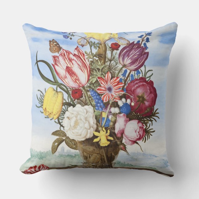 Ambrosius Bosschaertフレッジの花の花束 アウトドアクッション (正面)