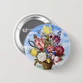 Ambrosius Bosschaertフレッジの花の花束 缶バッジ (正面&裏面)