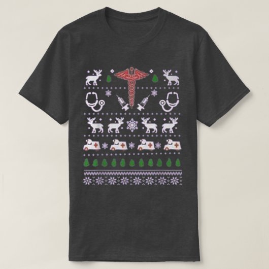 Ambulance Christmas Tree AMR Deer Xmas Snow  Tシャツ (デザイン正面)