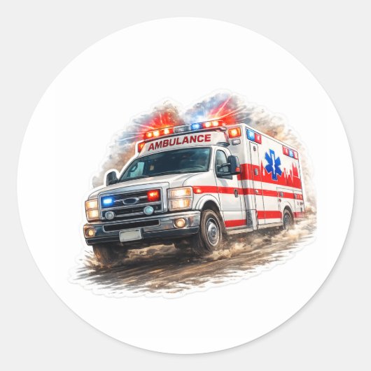 Ambulance Rescue Hero ラウンドシール (正面)