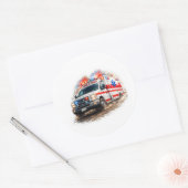 Ambulance Rescue Hero ラウンドシール (封筒)