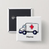 Ambulance square pin 缶バッジ (正面&裏面)
