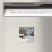 AMCのリトルリフォード池の雪景色 マグネット (インサイチュ (食洗機))