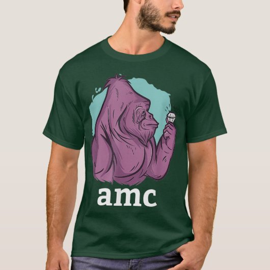 AMC 株が急騰 ショートスクイーズ エイプ投資 Tシャツ (正面)