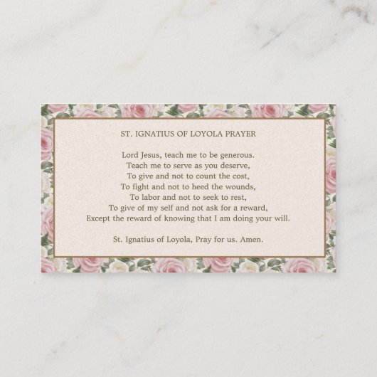 AMDGカトリック聖イグネイシャス宗教祈りの言葉バラ プレイスカード (裏面)