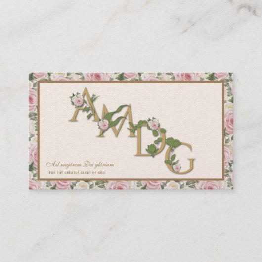 AMDGカトリック聖イグネイシャス宗教祈りの言葉バラ プレイスカード (正面)