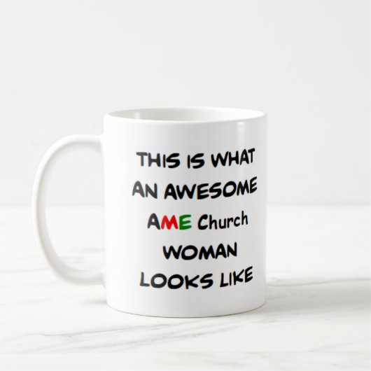 ame church woman, awesome コーヒーマグカップ (左)