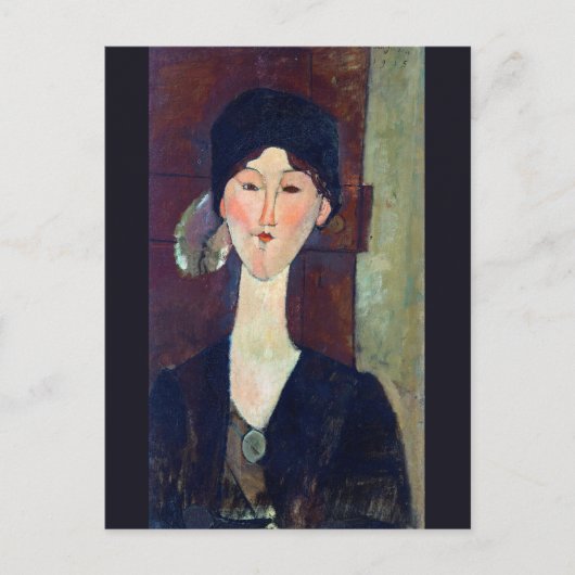 Amedeo Modiglianiのドアの前の女性 ポストカード (正面)