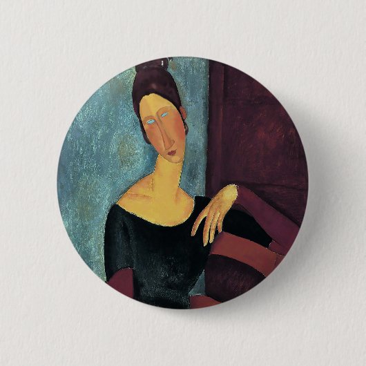 Amedeo Modigliani、アーティストの妻のポートレート 缶バッジ (正面)