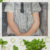 Amedeo Modigliani – ブラウスの若いストライプの女の子 キッチンタオル (折り畳み)