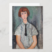 Amedeo Modigliani – ブラウスの若いストライプの女の子 サンキューカード (正面/裏面)