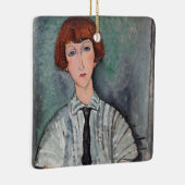 Amedeo Modigliani – ブラウスの若いストライプの女の子 セラミックオーナメント (右)