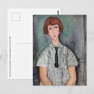 Amedeo Modigliani – ブラウスの若いストライプの女の子 ポストカード