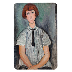 Amedeo Modigliani – ブラウスの若いストライプの女の子 マグネット