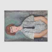 Amedeo Modigliani – ブラウスの若いストライプの女の子 薄葉紙 (正面)