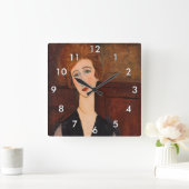 Amedeo Modigliani – 女性のポートレート スクエア壁時計 (ホーム)