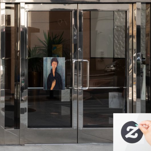 Amedeo Modigliani – 青い目をした女性 ウィンドウサイン (オフィスドア)