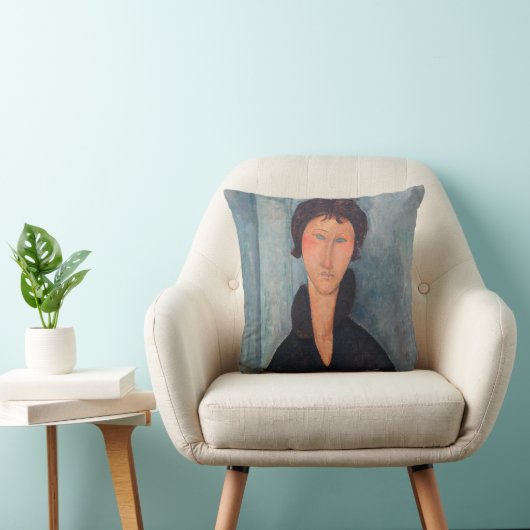 Amedeo Modigliani – 青い目をした女性 クッション (椅子)